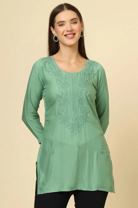 Green Colour Rayon Readymade Top TP1110864