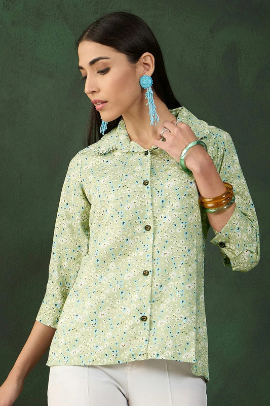 Green Colour Rayon Readymade Top TP1110890