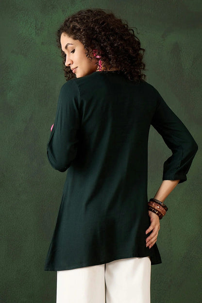 Green Colour Rayon Readymade Top TP1110892 A