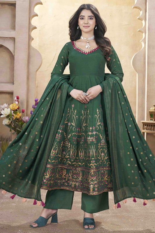 Green Colour Roman Silk Stitched Suit SS1112892