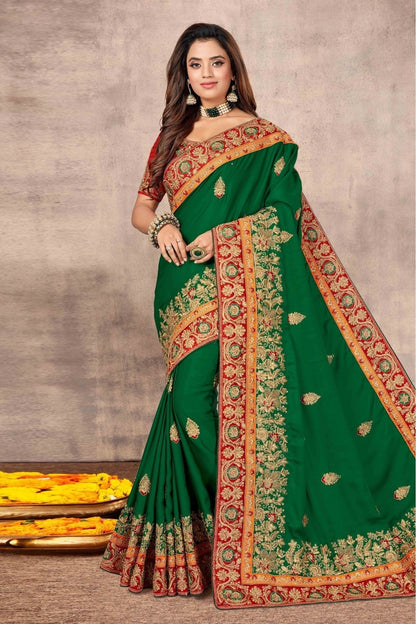 Green Colour Satin Designer Saree SD1120662 A