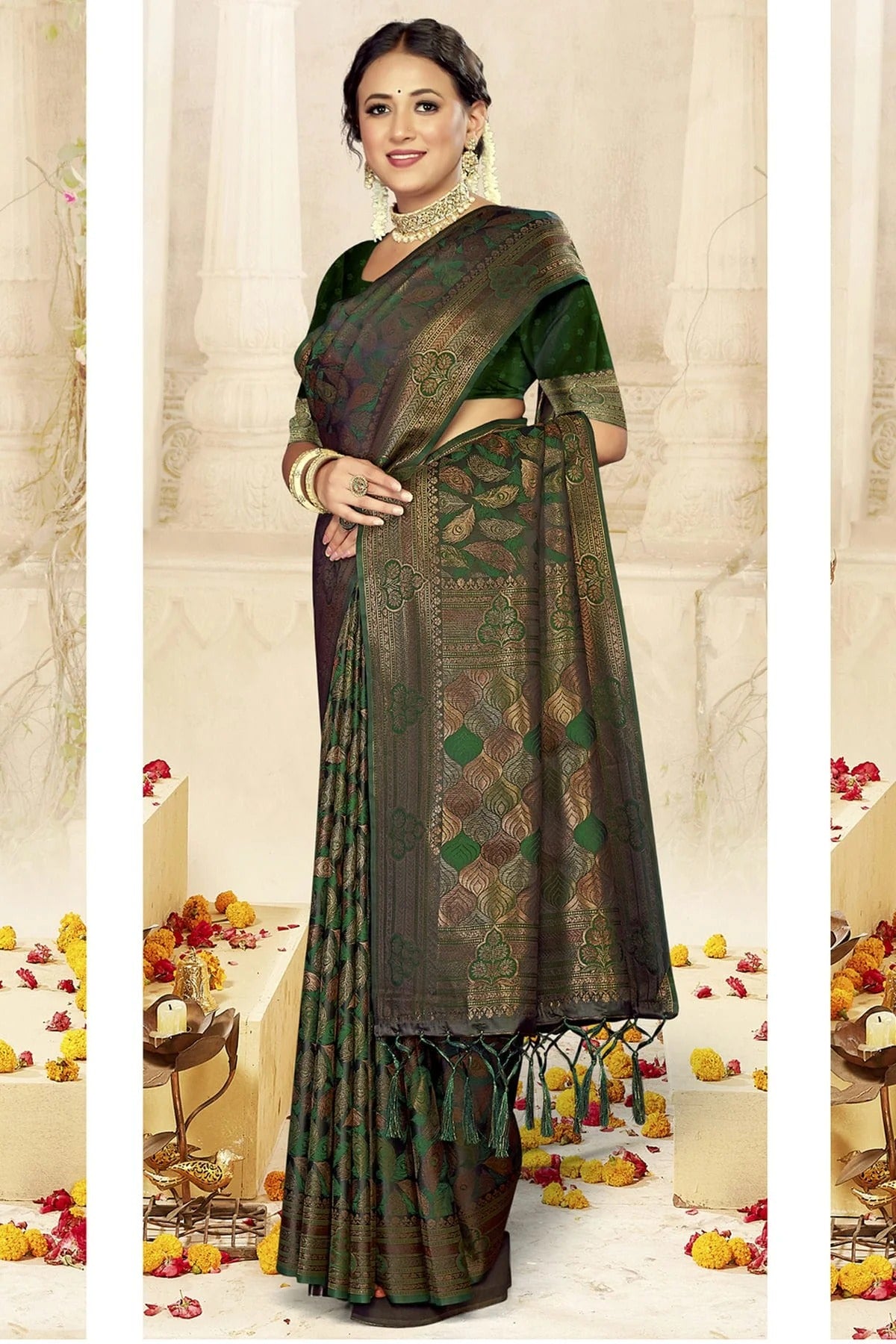 Green Colour Satin Silk Traditional Saree SD1102453