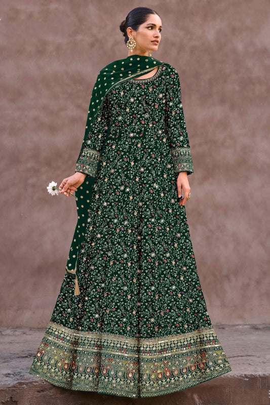 Green Colour Semi Stitched Georgette Anarkali Suit SM1140264