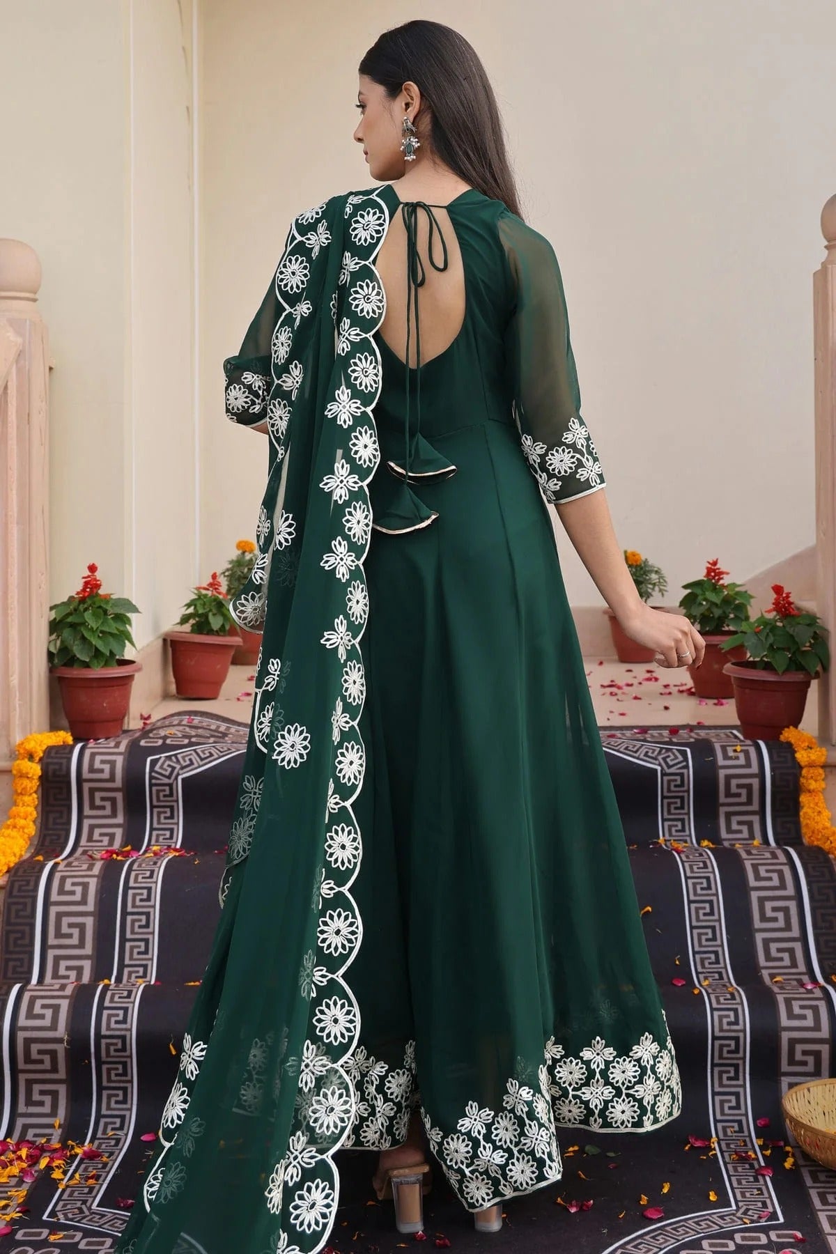 Green Colour Semi Stitched Georgette Anarkali Suit SM1170030 B