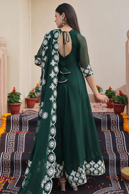 Green Colour Semi Stitched Georgette Anarkali Suit SM1170030 B
