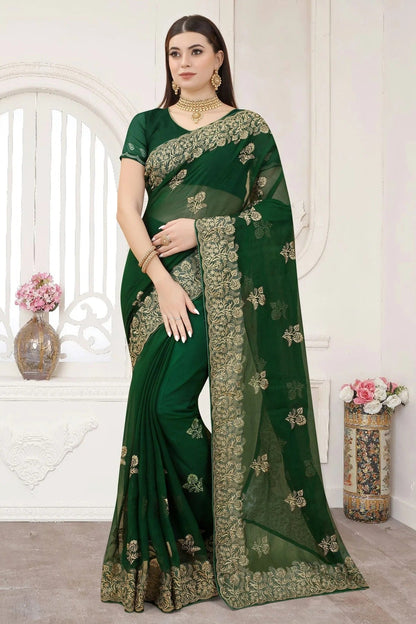 Green Colour Silk Designer Saree LC1121301