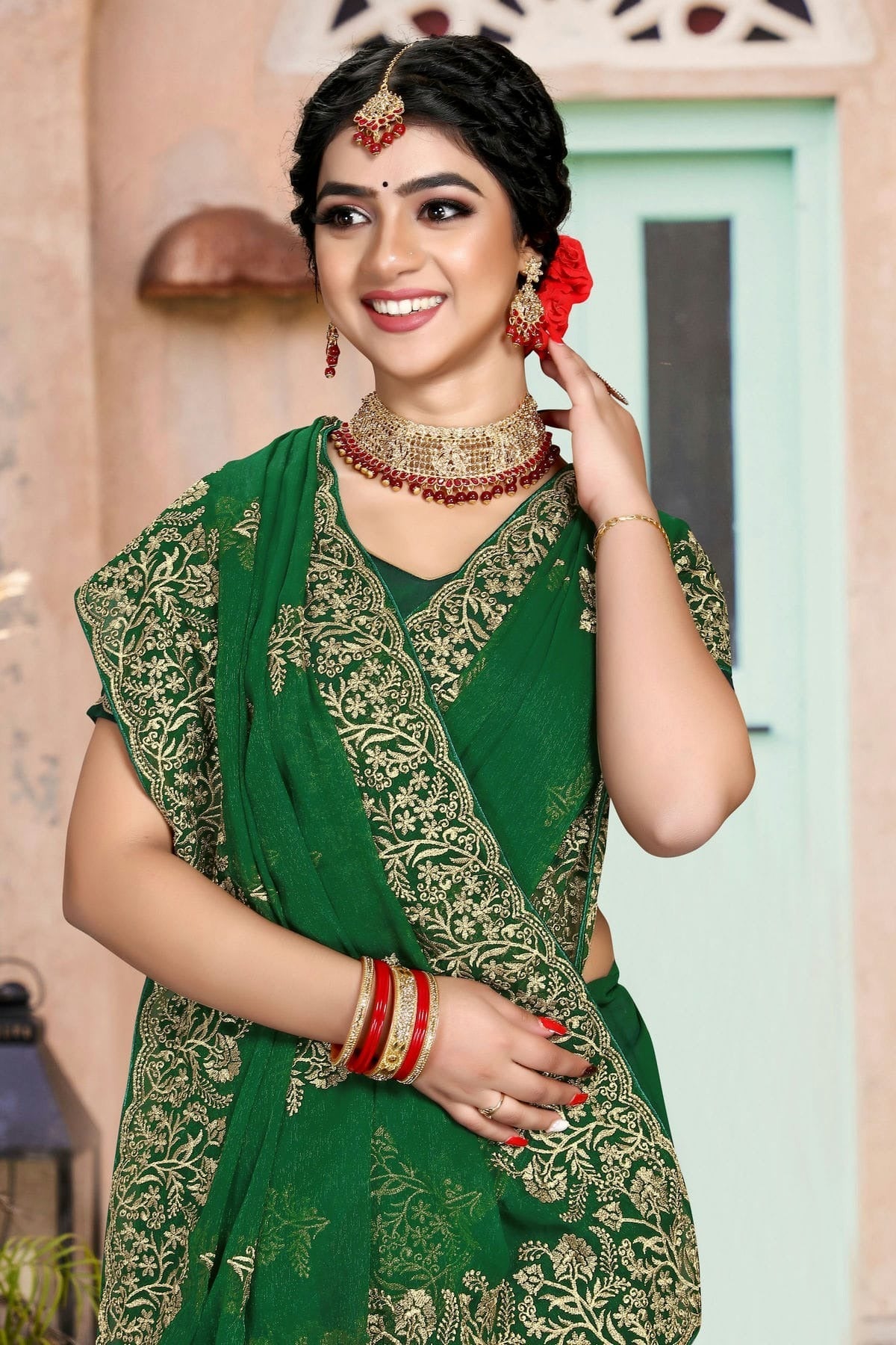 Green Colour Silk Designer Saree LC1121348 A