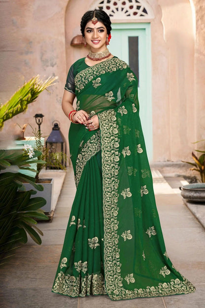 Green Colour Silk Designer Saree LC1121348