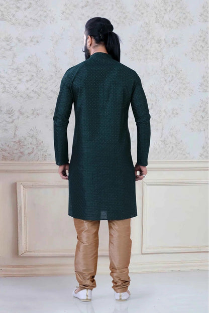 Green Colour Silk Festival Wear Kurta Pajama KP1130070 A