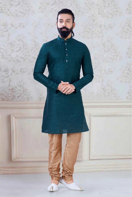 Green Colour Silk Festival Wear Kurta Pajama KP1130070