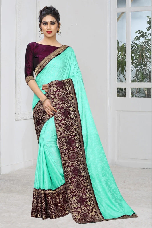 Green Colour Silk Jacqaurd Embroidery Saree SD1120828