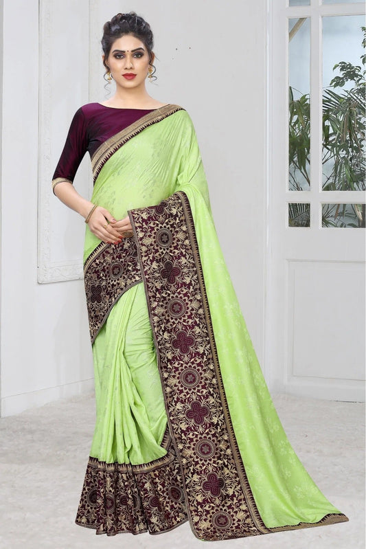 Green Colour Silk Jacqaurd Embroidery Saree SD1120830