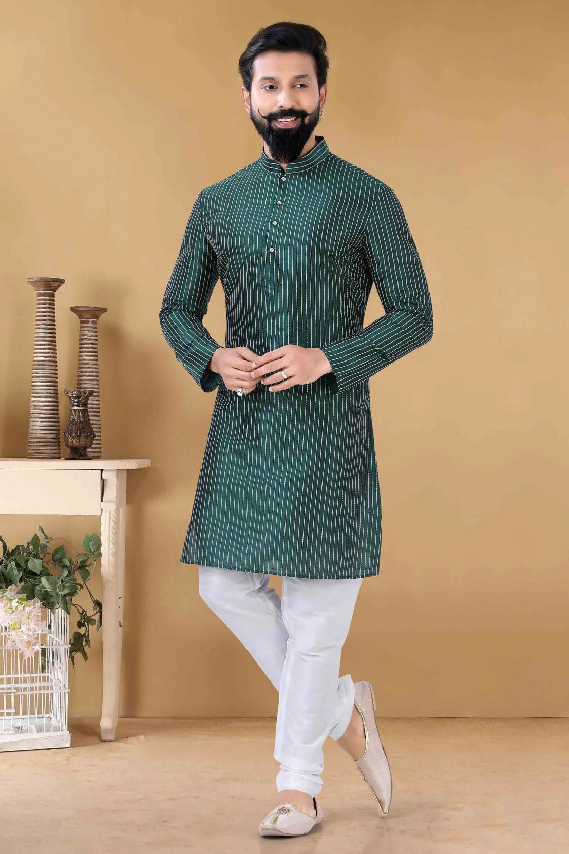 Green Colour Silk Kurta Pajama KP1130113