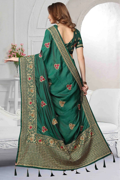Green Colour Silk Satin Traditional Saree SD1120450 A