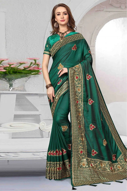Green Colour Silk Satin Traditional Saree SD1120450