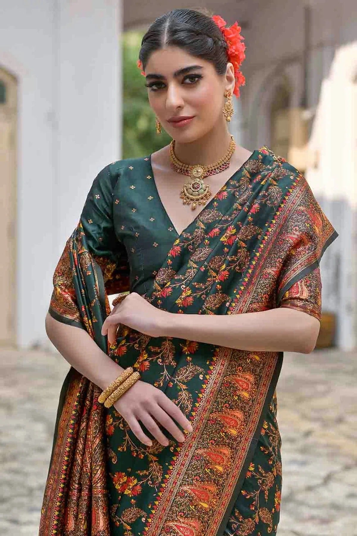 Green Colour Silk Traditional Saree SD1260046 B