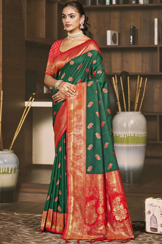 Green Colour Silk Woven Work Traditional Saree SD1102773
