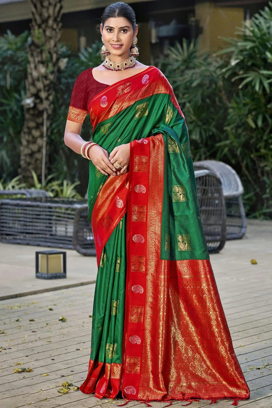 Green Colour Silk Woven Work Traditional Saree SD1102783