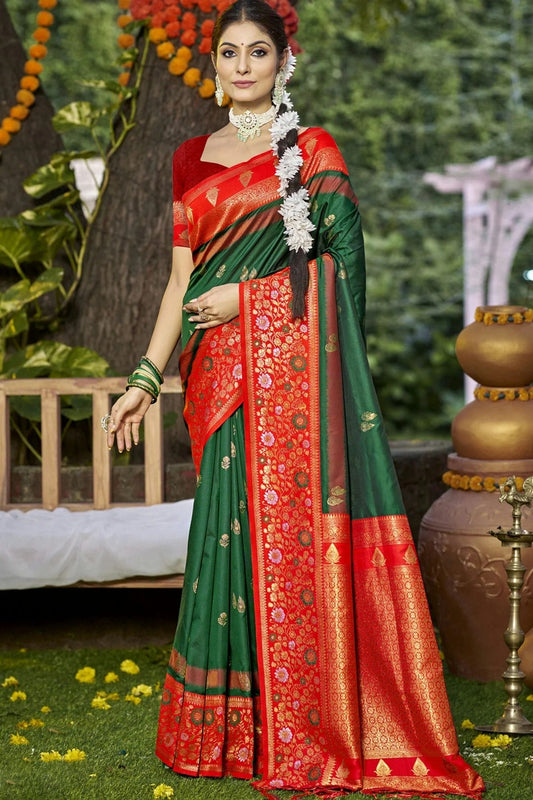 Green Colour Silk Woven Work Traditional Saree SD1102786