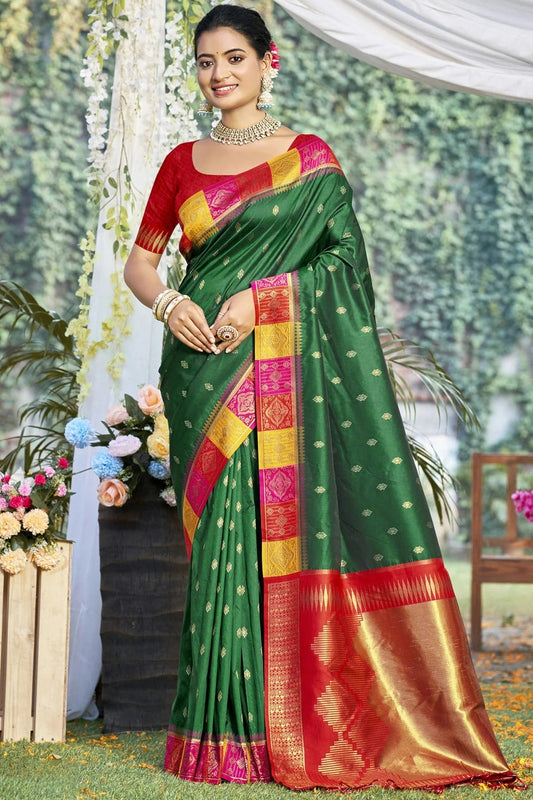 Green Colour Silk Woven Work Traditional Saree SD1102808