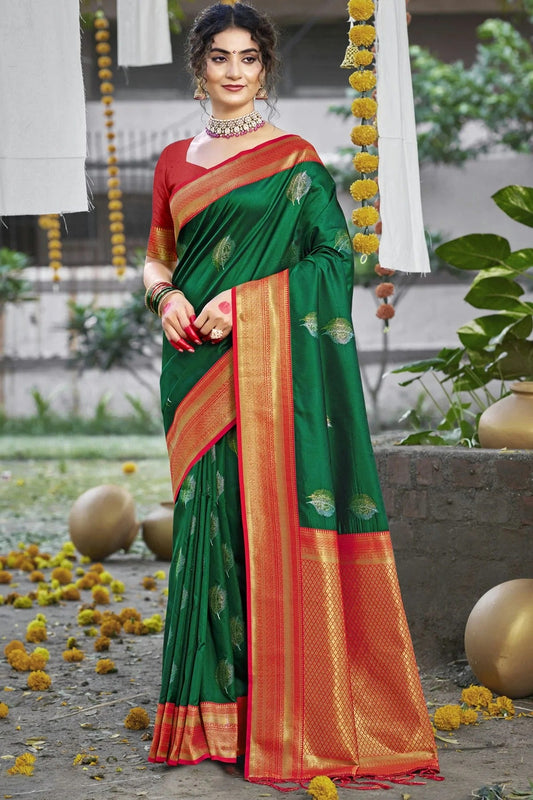 Green Colour Silk Woven Work Traditional Saree SD1102829