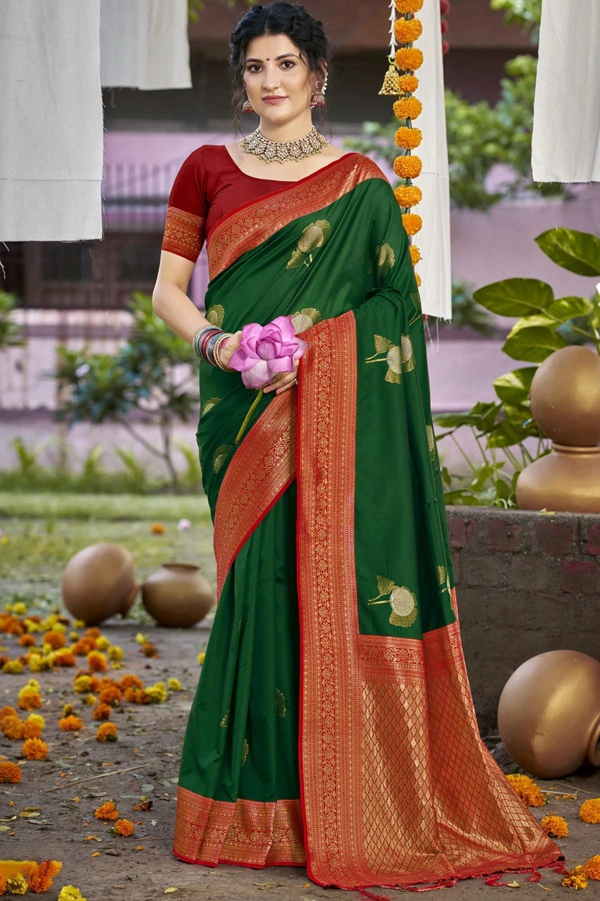 Green Colour Silk Woven Work Traditional Saree SD1102840