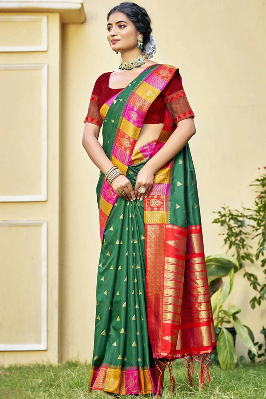 Green Colour Silk Woven Work Traditional Saree SD1102850