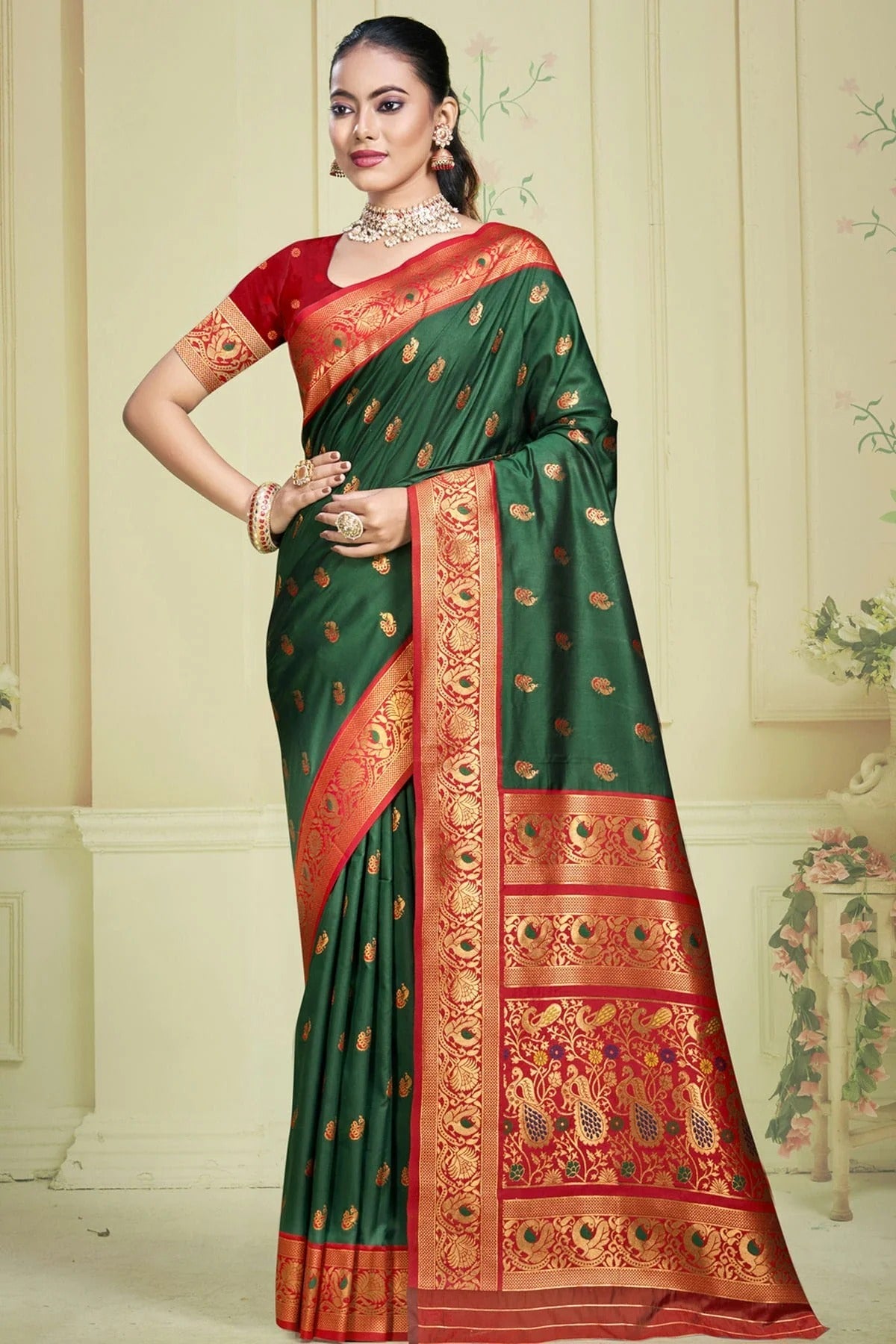 Green Colour Silk Woven Work Traditional Saree SD1102895