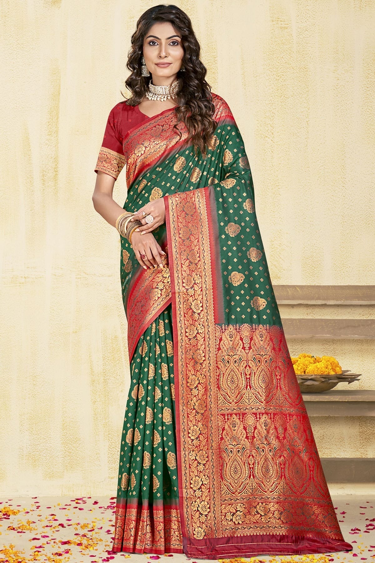 Green Colour Silk Woven Work Traditional Saree SD1102924