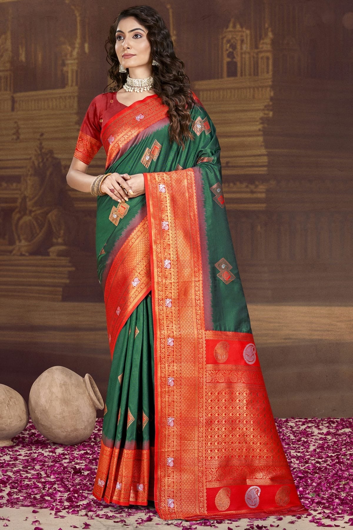 Green Colour Silk Woven Work Traditional Saree SD1102934