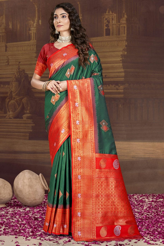 Green Colour Silk Woven Work Traditional Saree SD1102934