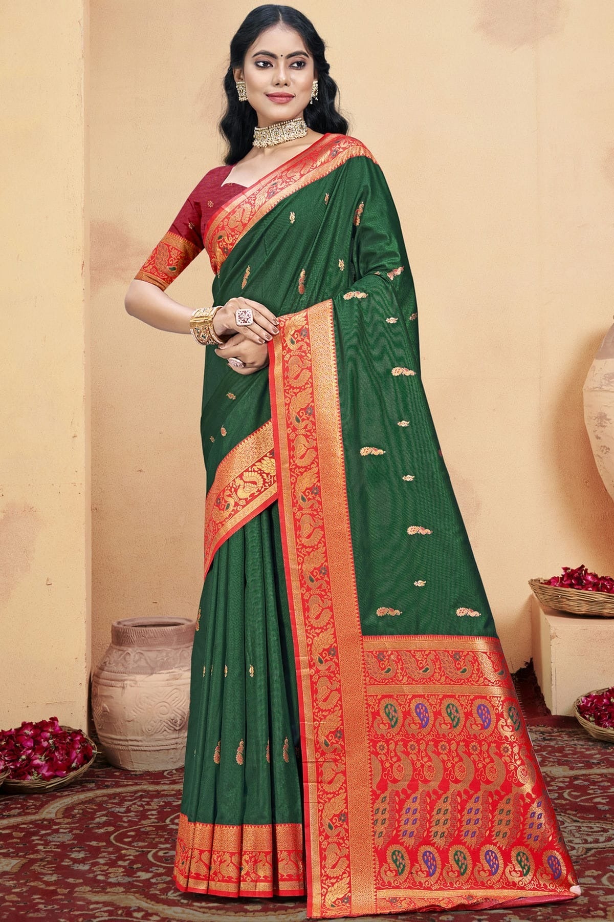 Green Colour Silk Woven Work Traditional Saree SD1102947