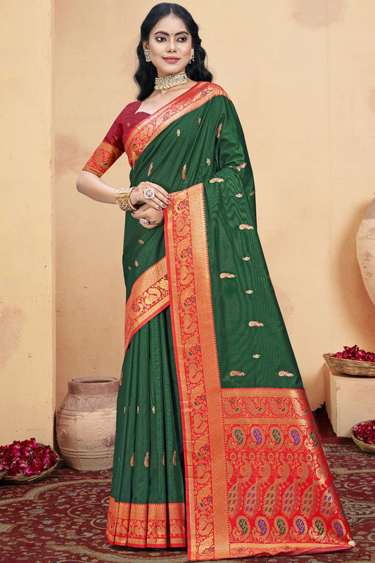 Green Colour Silk Woven Work Traditional Saree SD1102947