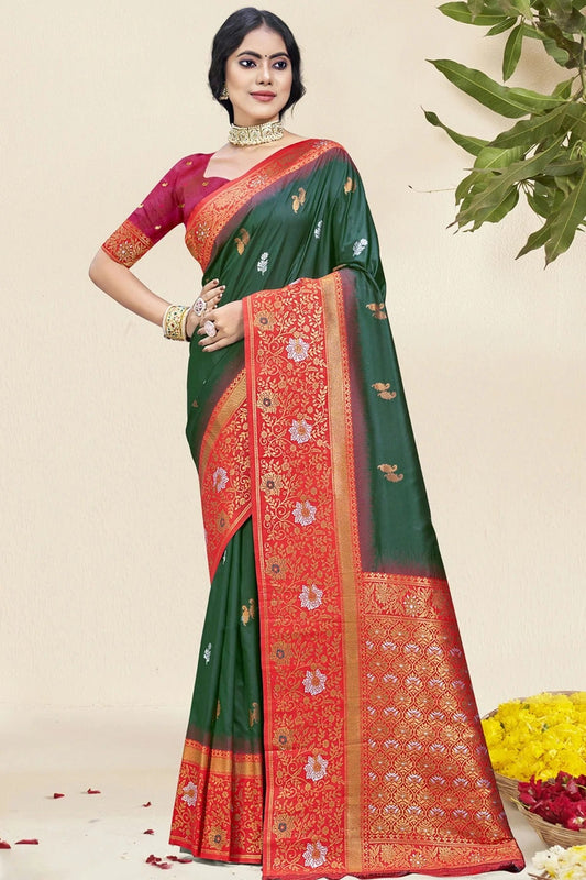 Green Colour Silk Woven Work Traditional Saree SD1102958