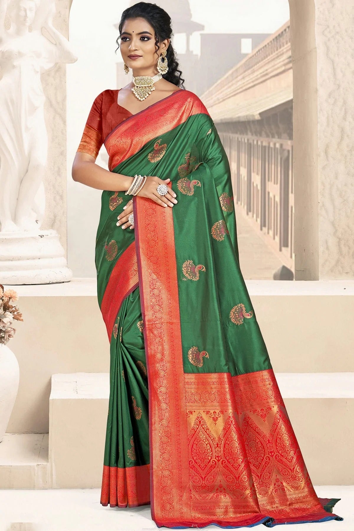 Green Colour Silk Woven Work Traditional Saree SD1103052