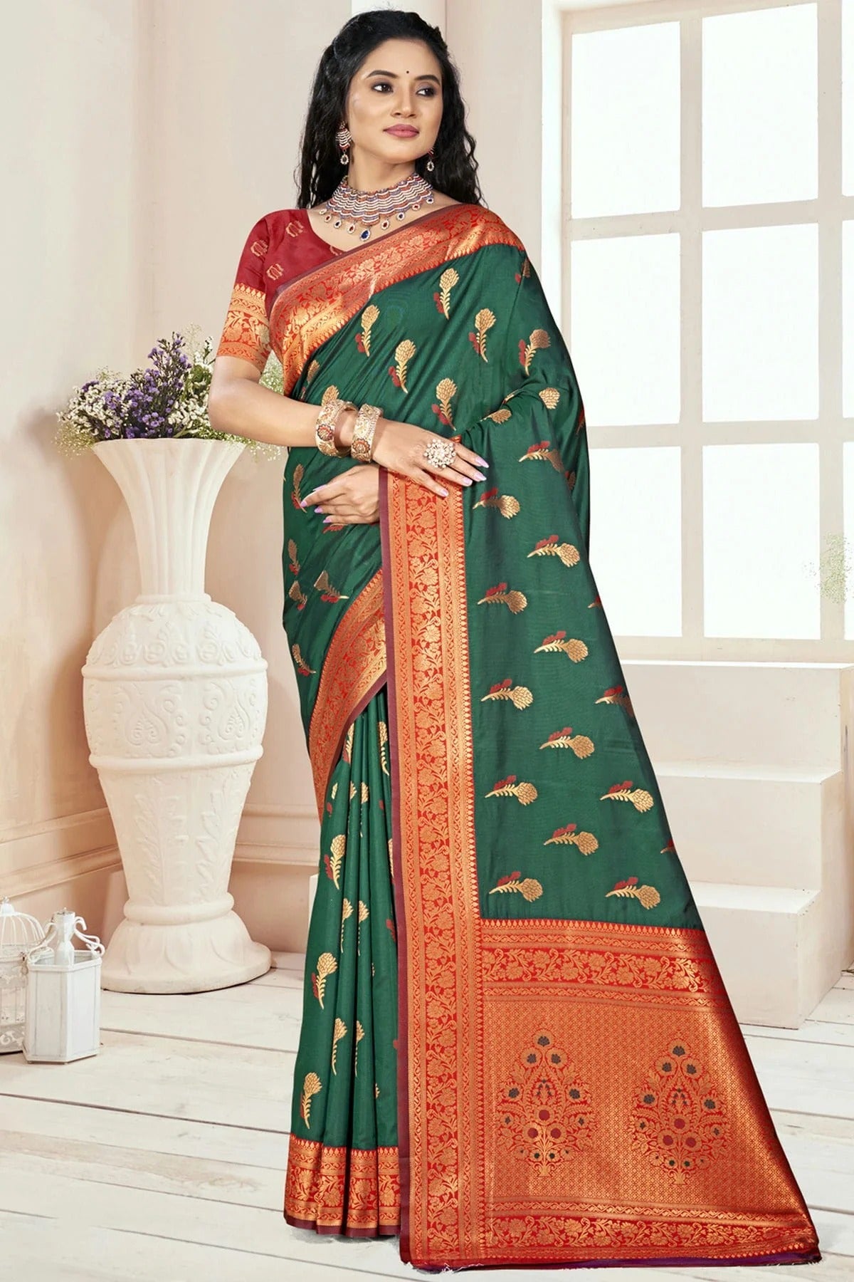 Green Colour Silk Woven Work Traditional Saree SD1103066