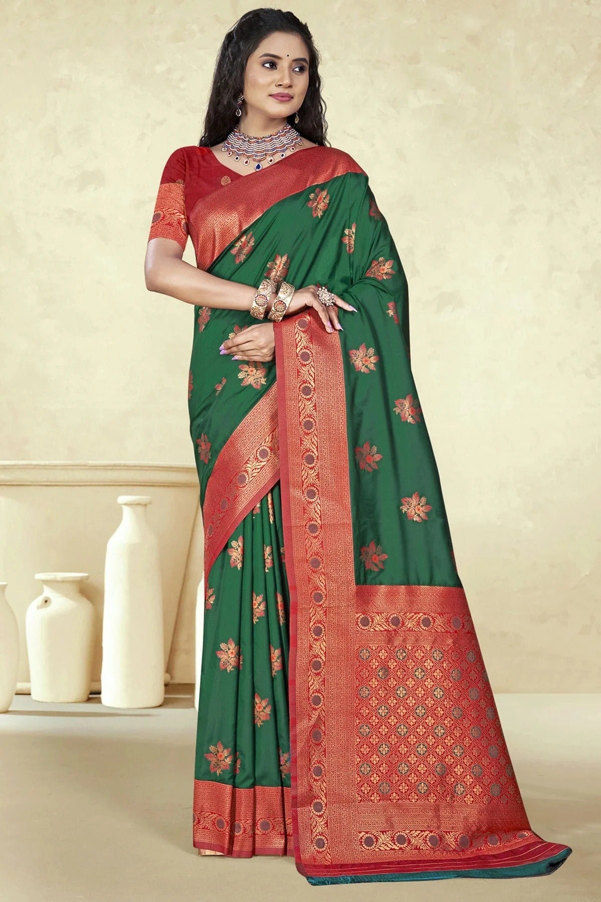 Green Colour Silk Woven Work Traditional Saree SD1103085