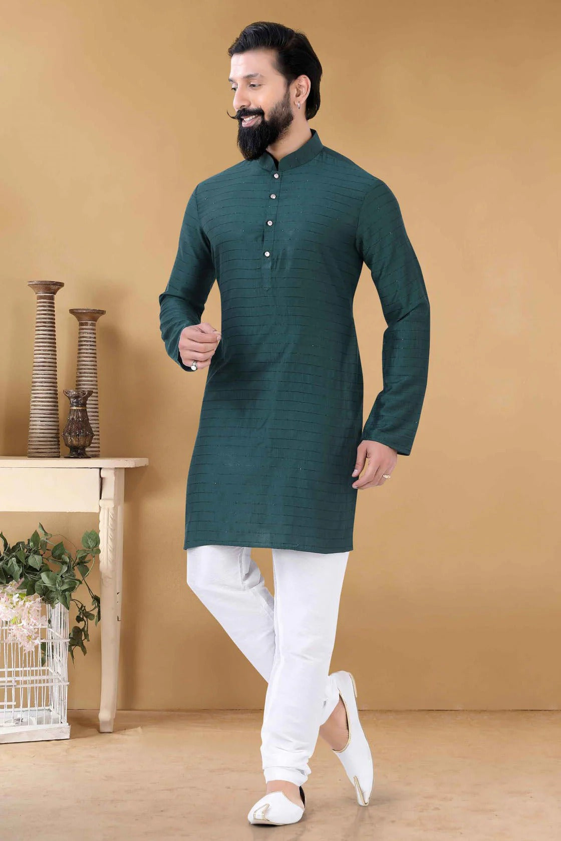 Green Colour Soft Cotton Kurta Pajama KP1130082