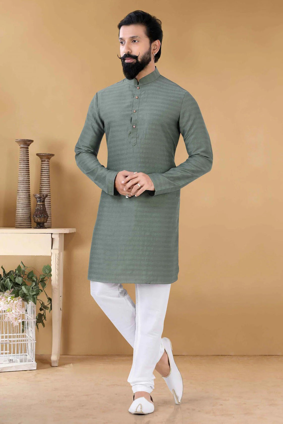 Green Colour Soft Cotton Kurta Pajama KP1130102