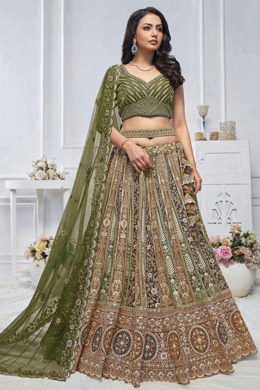 Green Colour Soft Net Embroidery Lehenga Choli LC1111359