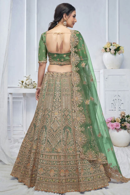 Green Colour Soft Net Embroidery Lehenga Choli LC1111363 A