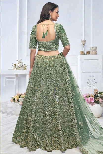 Green Colour Soft Net Embroidery Lehenga Choli LC1111367 B