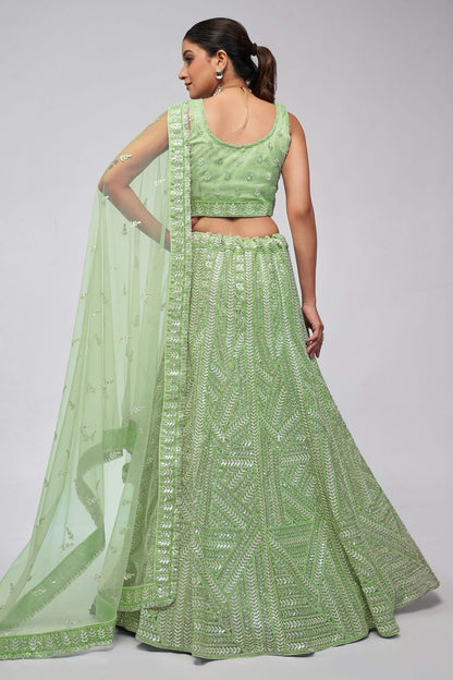 Green Colour Soft Net Lehenga Choli LC1030033 B