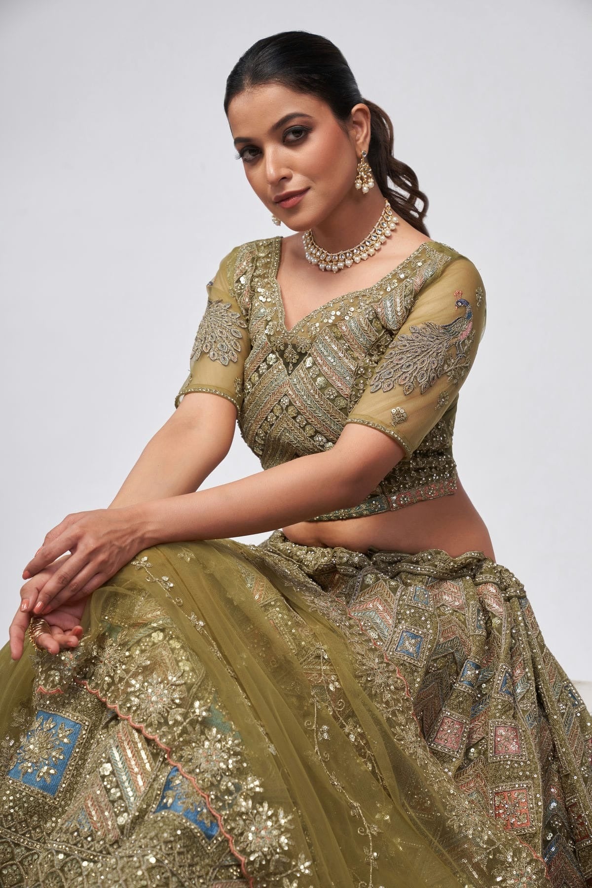 Green Colour Soft Net Lehenga Choli LC1030039 A