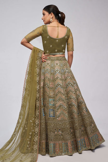 Green Colour Soft Net Lehenga Choli LC1030039 B