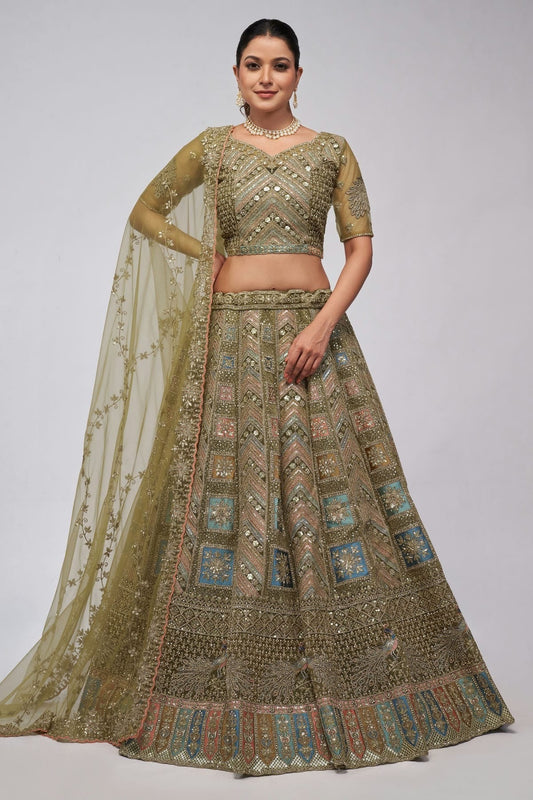 Green Colour Soft Net Lehenga Choli LC1030039