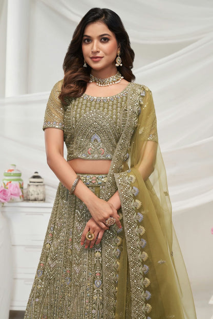 Green Colour Soft Net Lehenga Choli LC1030042 A