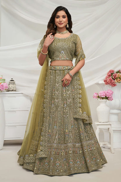 Green Colour Soft Net Lehenga Choli LC1030042