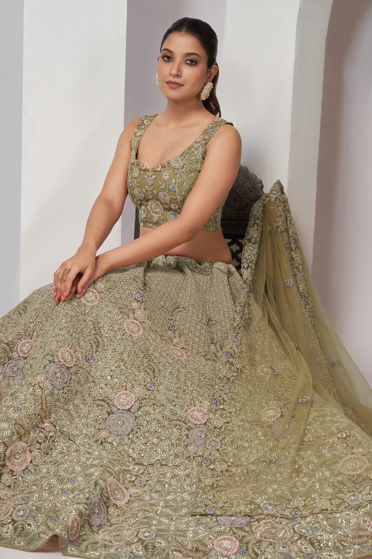 Green Colour Soft Net Lehenga Choli LC1030054 A