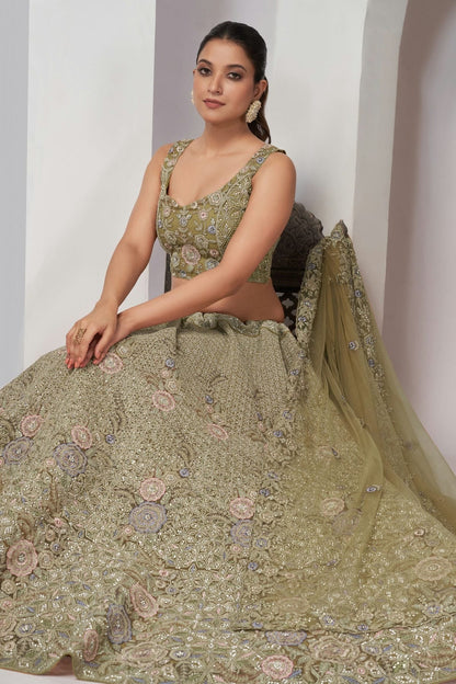 Green Colour Soft Net Lehenga Choli LC1030054 A